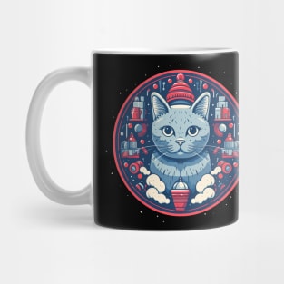 Russian Blue Cat Xmas, Love Cats Mug